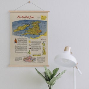Mapa de Gran Bretaña de 1944 Impresión de lienzo enmarcado / Impresiones de arte de pared / Arte de pared de lienzo / Listo para colgar / Arte de pared moderno / Decoración de pared de mapa vintage