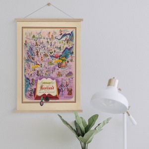 Carte de l’Écosse de 1936 Framed Canvas Print| Gravures d’art mural| Art mural sur toile| Prêt à accrocher| Art mural moderne| Décor mural de carte vintage