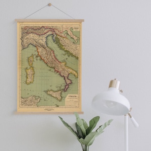 Ingelijste canvas Kaart van Italië uit 1903| Muurkunstafdrukken| Canvas muurkunst| Klaar om op te hangen| Moderne muurkunst| Vintage kaartmuurdecoratie