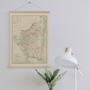 Nicaragua Map from 1903 Framed Canvas Print| Wall Art Prints| Canvas Wall Art| Ready to Hang| Modern Wall Art| Vintage Map Wall Decor