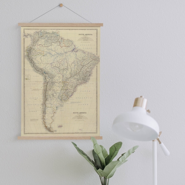 Südamerika Karte von 1861 gerahmt Leinwanddruck| Wandbilder| Leinwandbild| Fertig zum Aufhängen| Moderne Wandkunst| Vintage Karte Wanddeko