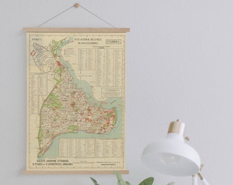 Framed Istanbul Map Print 1922: Vintage Canvas Wall Art