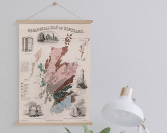 Schottland Karte von 1850 Gerahmt Leinwanddruck| Wand kunstdrucke| LeinwandBild| Fertig zum Aufhängen| Moderne Wandkunst| Vintage Landkarte Wanddekoration