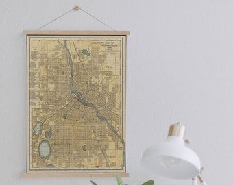 Framed Canvas Map of Minneapolis from 1895| Wall Art Prints| Canvas Wall Art| Ready to Hang| Modern Wall Art| Vintage Map Wall Decor