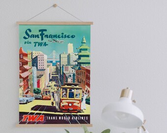 Hanger Framed Canvas Print of Vintage San Francisco Travel Advertisement| Wall Art Print| Canvas Wall Art| Ready to Hang| Vintage Wall Decor
