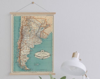 Framed Canvas Map of Argentina from 1888| Wall Art Prints| Canvas Wall Art| Ready to Hang| Modern Wall Art| Vintage Map Wall Decor