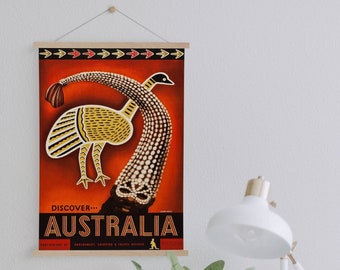 Hanger Framed Canvas Print of Vintage Australia Travel Advertisement| Wall Art Prints| Canvas Wall Art| Ready to Hang| Vintage Wall Decor
