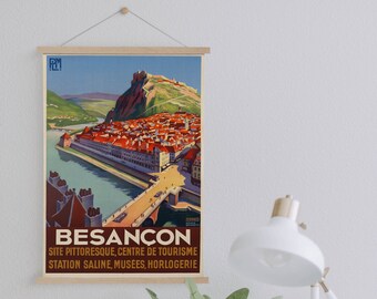 Besancon Travel Poster: Vintage Framed Canvas Wall Art