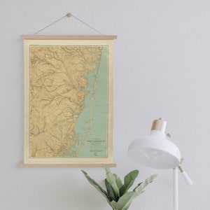 Bildkarte von Barnegat Bay auf Leinwand mit Aufhängerrahmen| Vintage Landkarte| Kunst Leinwand für Zuhause & Büro Dekoration