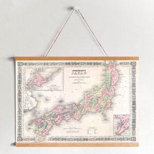 Japan Map from 1864 Framed Canvas Print| Wall Art Prints| Canvas Wall Art| Ready to Hang| Modern Wall Art| Vintage Map Wall Decor