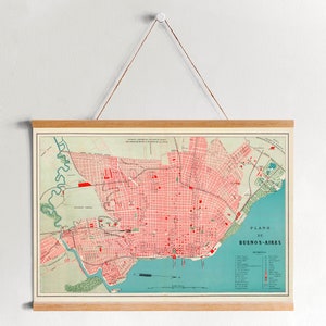 Map of Buenos Aires 1888 Framed Canvas Print| Wall Art Prints| Canvas Wall Art| Ready to Hang| Modern Wall Art| Vintage Map Wall Decor