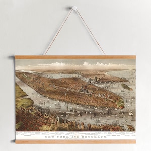 Ingelijste Canvas Kaart van New York| Kunst aan de muur Prints| Canvas Kunst aan de Muur| Klaar om op te hangen| Moderne kunst aan de muur| Vintage Kaart Wall Decor