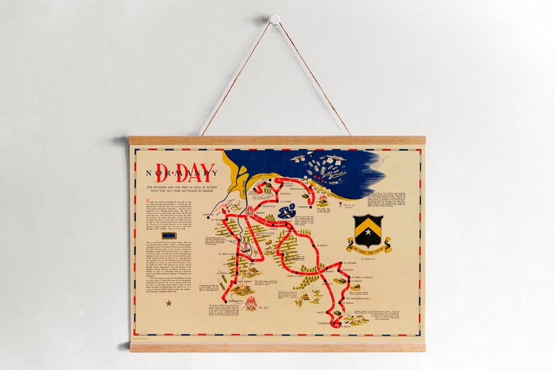 Normandy D-day Map: WW2 Vintage Canvas Wall Art - Etsy UK