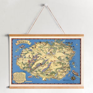 Kauai Map from 1931 Framed Canvas Print| Wall Art Prints| Canvas Wall Art| Ready to Hang| Modern Wall Art| Vintage Map Wall Decor