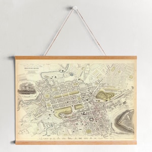 Carte de la ville d’Édimbourg de 1834 Impression encadrée sur toile| Gravures d’art mural| Art mural sur toile| Prêt à accrocher| Art mural moderne| Décor mural de carte vintage