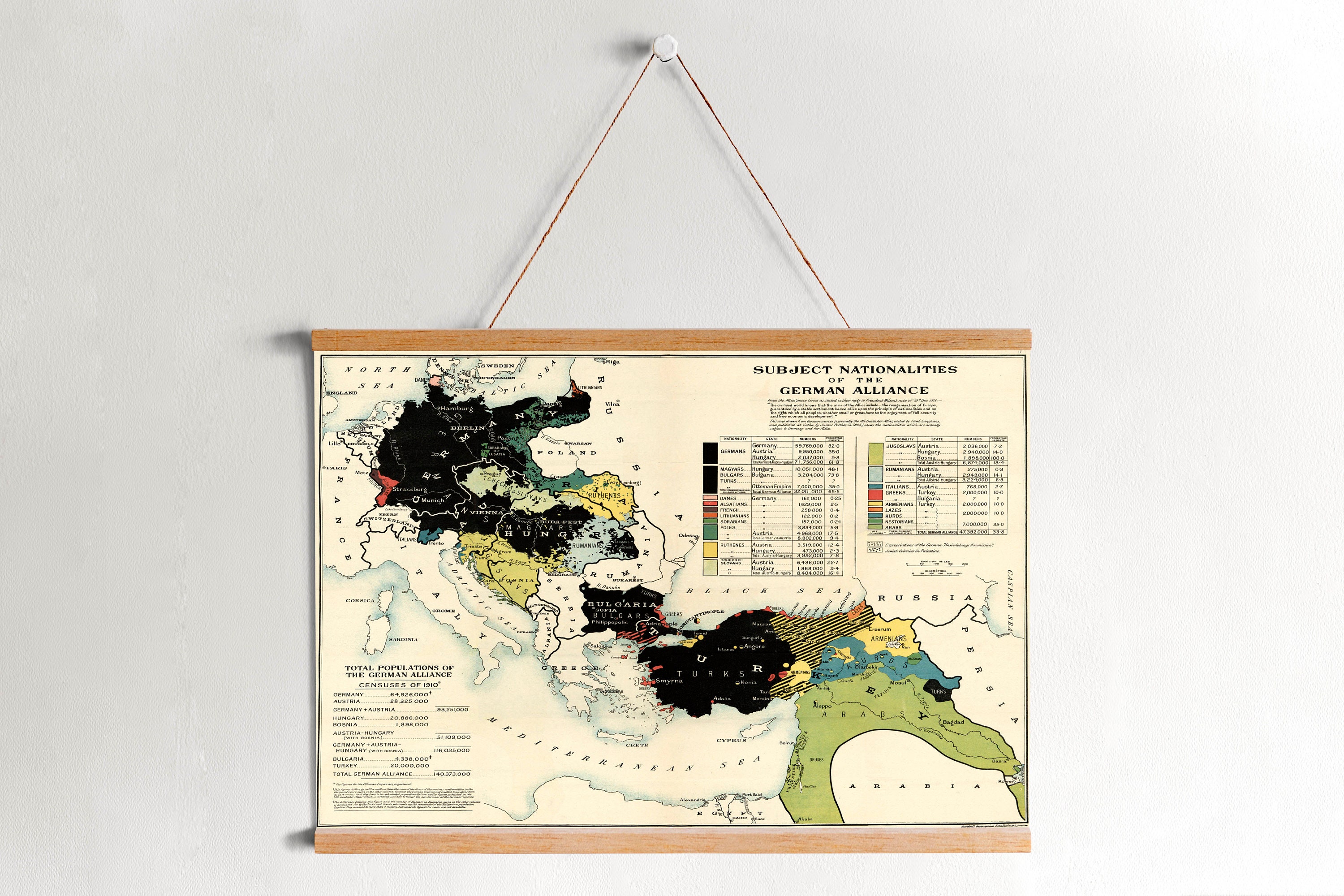 Framed Canvas Map of German Alliance in WW1 Wall Art Prints Canvas Wall ...