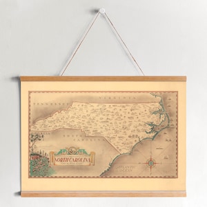 Framed Canvas Map of North Carolina from 1934| Wall Art Prints| Canvas Wall Art| Ready to Hang| Modern Wall Art| Vintage Map Wall Decor