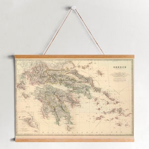 Gerahmte Leinwand Karte von Griechenland von 1879| Poster | Leinwand Wand Kunst | Fertig zum Aufhängen | Moderne Wandkunst | Vintage Landkarte Wanddeko