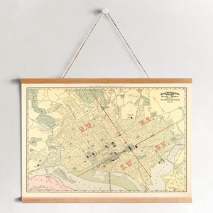 Gerahmte Leinwandkarte von Washington von 1893| Wand kunstdrucke| LeinwandBild| Fertig zum Aufhängen| Moderne Wandkunst| Vintage Landkarte Wanddekoration