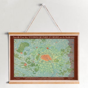 1847 年のパリ市地図 額入りキャンバスプリント | ウォールアートプリント | キャンバスウォールアート | すぐに掛けられる | モダンウォールアート | ヴィンテージマップウォールデコレーション