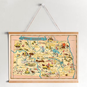 North Dakota Kaart van 1935 Ingelijst Canvas Print| Kunst aan de muur Prints| Canvas Kunst aan de Muur| Klaar om op te hangen| Moderne kunst aan de muur| Vintage Kaart Wall Decor