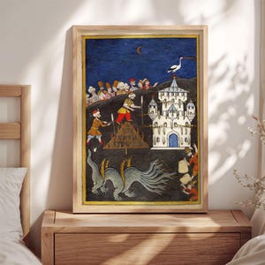 Arte de Oriente Medio Arte mural otomano Pintura en miniatura Póster enmarcado Impresión Arte mural islámico