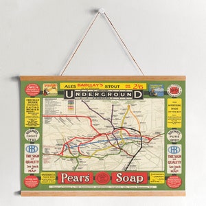 Hanger Framed Canvas Print of London Underground Advertisement| Wall Art Prints| Canvas Wall Art| Ready to Hang| Vintage Wall Decor