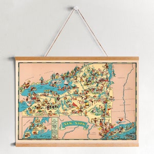 Carte de New York de 1935 Framed Canvas Print| Gravures d’art mural| Art mural sur toile| Prêt à accrocher| Art mural moderne| Décor mural de carte vintage