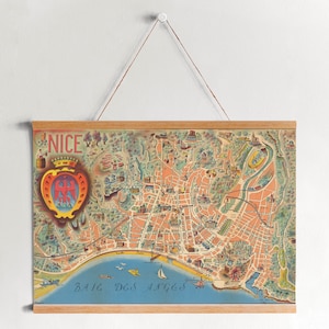 Schöne Frankreich Karte von 1950 gerahmter Leinwanddruck| Wand kunstdrucke| LeinwandBild| Fertig zum Aufhängen| Moderne Wandkunst| Vintage Landkarte Wanddekoration