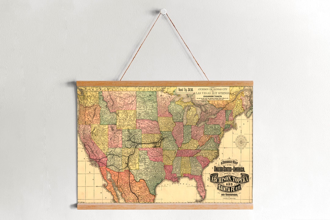 Framed Canvas Map of USA Railroads Wall Art Prints Canvas Etsy