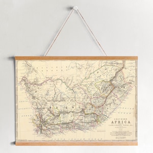 Mapa de lienzo enmarcado de Sudáfrica / Impresiones de arte de pared / Arte de pared de lienzo / Listo para colgar / Arte de pared moderno / Decoración de pared de mapa vintage