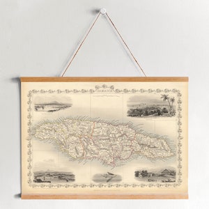 Jamaica Map from 1851 Framed Canvas Print| Wall Art Prints| Canvas Wall Art| Ready to Hang| Modern Wall Art| Vintage Map Wall Decor