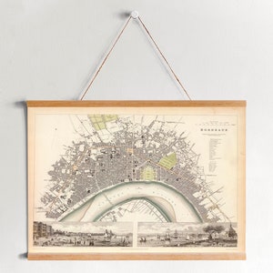 Bordeaux Stadtplan von 1833 Gerahmt Leinwanddruck| Wand kunstdrucke| LeinwandBild| Fertig zum Aufhängen| Moderne Wandkunst| Vintage Landkarte Wanddekoration