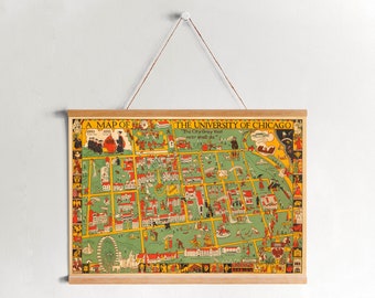 Chicago University Map 1932 Framed Canvas Print| Wall Art Prints| Canvas Wall Art| Ready to Hang| Modern Wall Art| Vintage Map Wall Decor