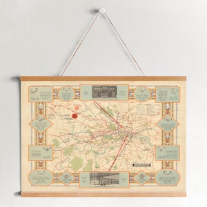 London Underground Map Framed Canvas Print/ Wall Art Prints/ Canvas Wall Art/ Ready to Hang/ Modern Wall Art/ Vintage Map Wall Decor
