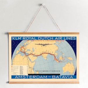 Hanger Framed Canvas Print of Amsterdam to Batavia Travel Advertisement| Wall Art Prints| Canvas Wall Art| Ready to Hang| Vintage Wall Decor