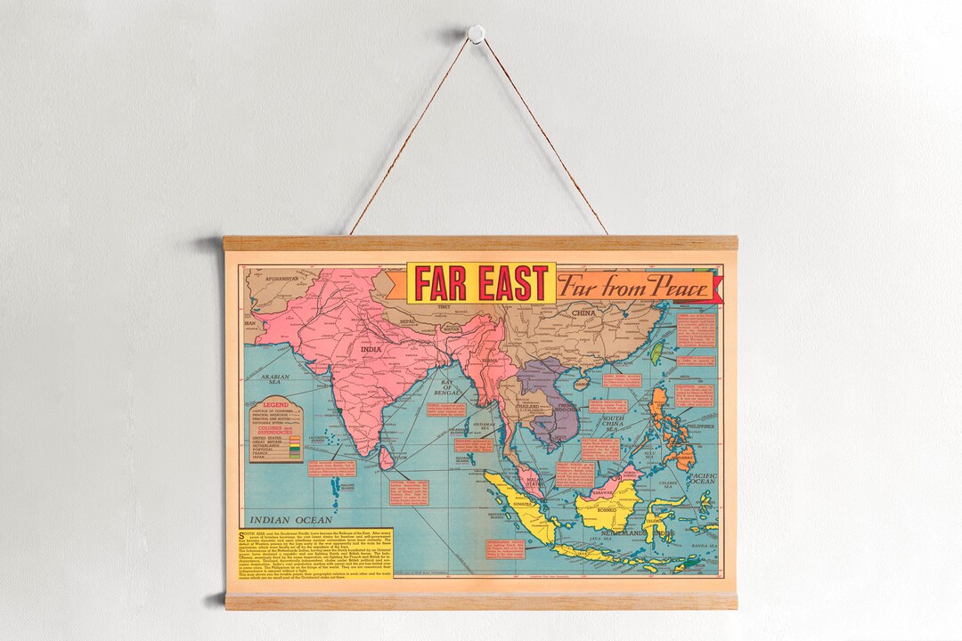 WW2 Map Canvas Print: Vintage Style Wall Art, Ready to Hang - Etsy
