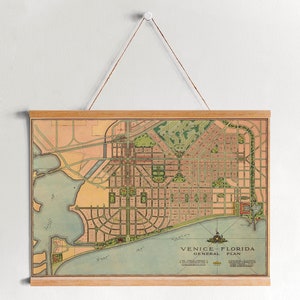 Venetië, Florida Kaart van 1890 Ingelijst Canvas Print| Kunst aan de muur Prints| Canvas Kunst aan de Muur| Klaar om op te hangen| Moderne kunst aan de muur| Vintage Kaart Wall Decor