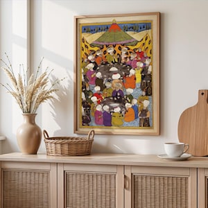 Arte mural otomano, pintura en miniatura, póster enmarcado, impresión, arte mural islámico, arte de Oriente Medio