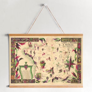 Painters of France Map from 1928 Framed Canvas Print/ Wall Prints/ Canvas Wall Art/ Ready to Hang/ Modern Wall Art/ Vintage Map Wall Decor