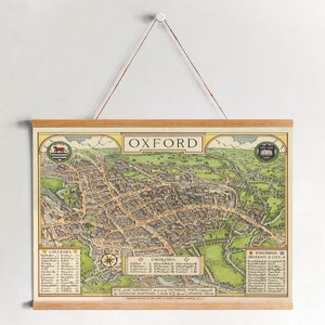 Gerahmte Leinwandkarte von Oxford von 1936| Wand kunstdrucke| LeinwandBild| Fertig zum Aufhängen| Moderne Wandkunst| Vintage Landkarte Wanddekoration