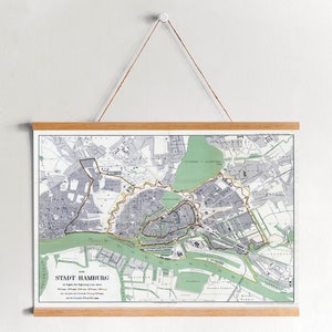 Framed Canvas Map of Hamburg from 1880| Wall Art Prints| Canvas Wall Art| Ready to Hang| Modern Wall Art| Vintage Map Wall Decor