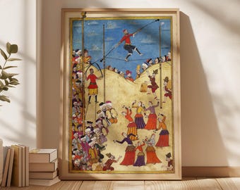 ペルシャの細密画：緑と金のイスラム美術版画 - Etsy 日本