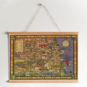 Toile à cadre en bois naturel Art de 1931 Chicago Carte| Art mural sur toile| Prêt à accrocher| Art mural moderne| Décor mural de carte vintage