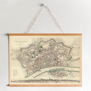 Frankfurt City Map from 1837 Framed Canvas Print| Wall Art Prints| Canvas Wall Art| Ready to Hang| Modern Wall Art| Vintage Map Wall Decor