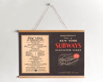 Hanger Framed Canvas Print of New York Subway Advertisement| Wall Art Prints| Canvas Wall Art| Ready to Hang| Vintage Wall Decor