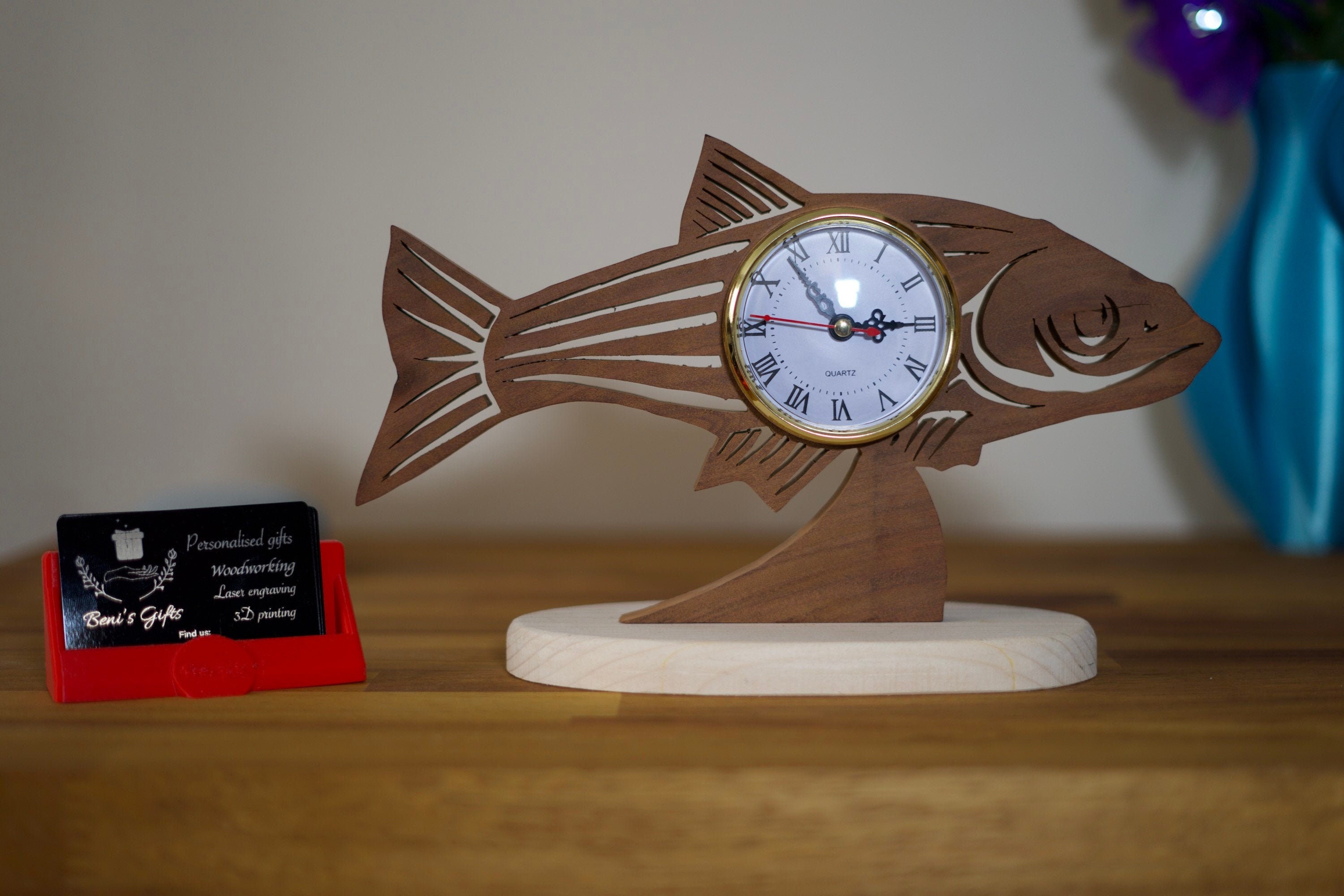 Fish wooden handmade clock for fishing lovers fish clock Etsy