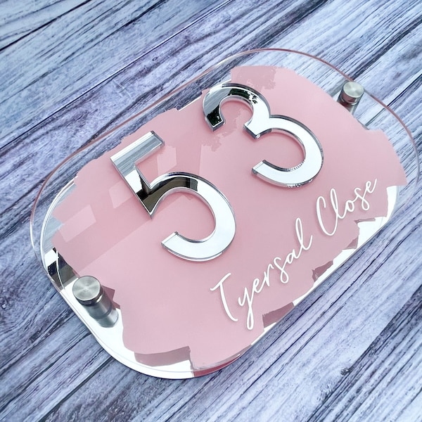 Hausnummer Schild, Silber personalisierte Adresse Plakette in jeder Farbe