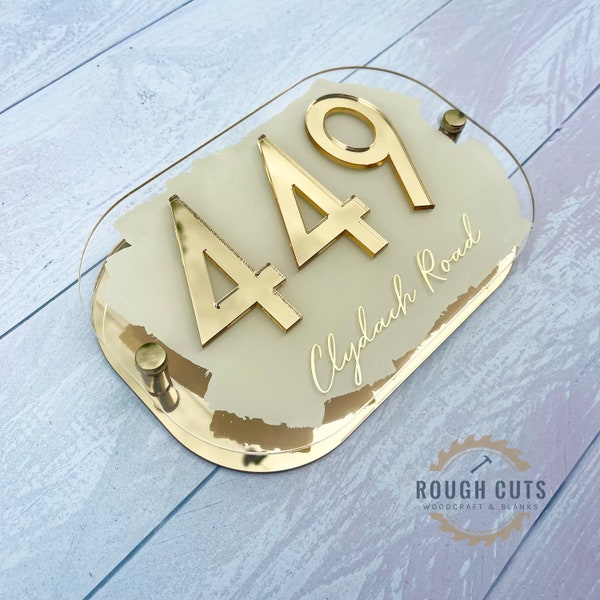 House Sign, number plaque, personalised in Gold