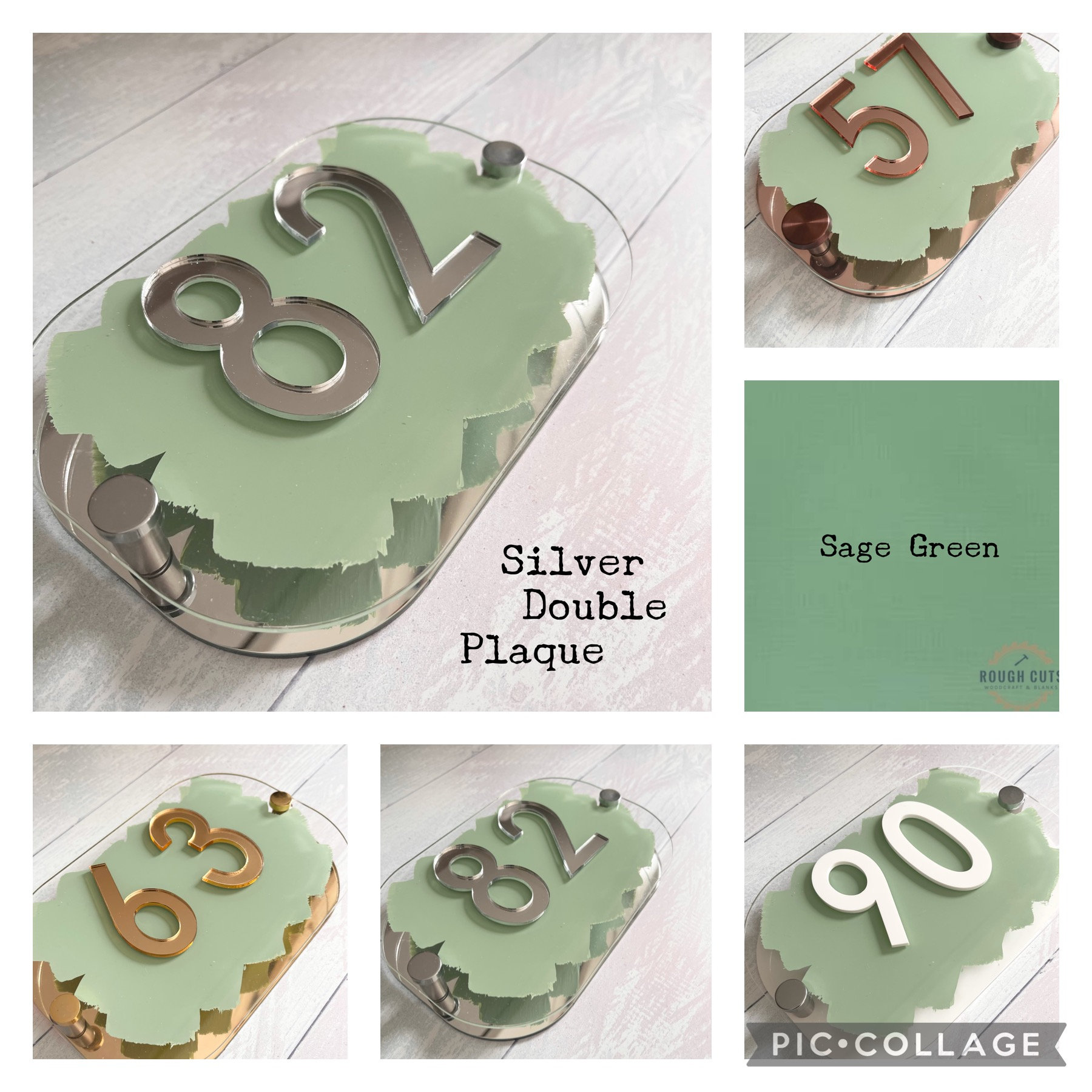House Sign Mirror Door Number Plaque Personalised Sage Green Etsy UK